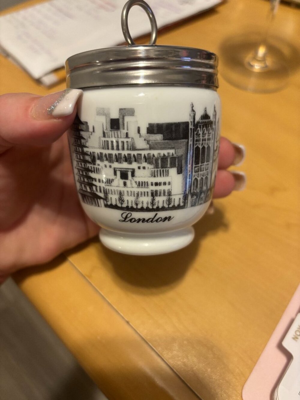 Royal Worcester Fine Porcelain Egg Coddler "London Scene" | Vintage